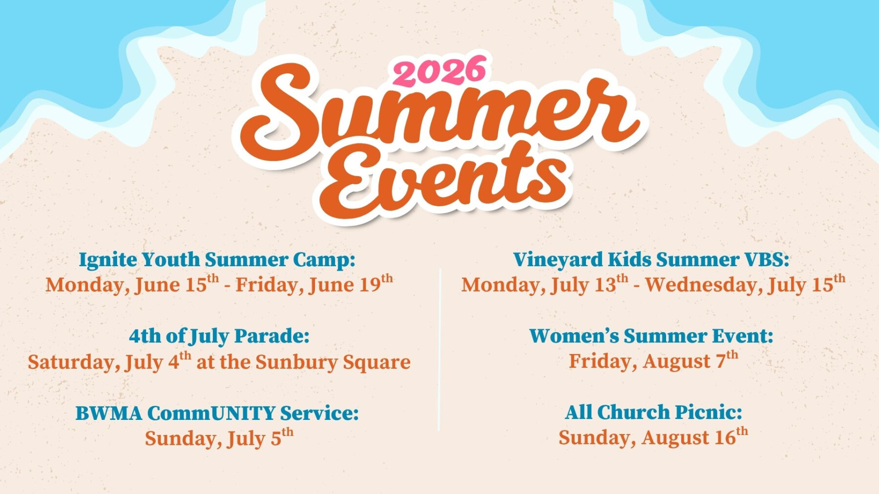Summer Events 2026