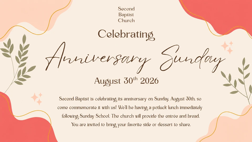 Anniversary Sunday Potluck Lunch