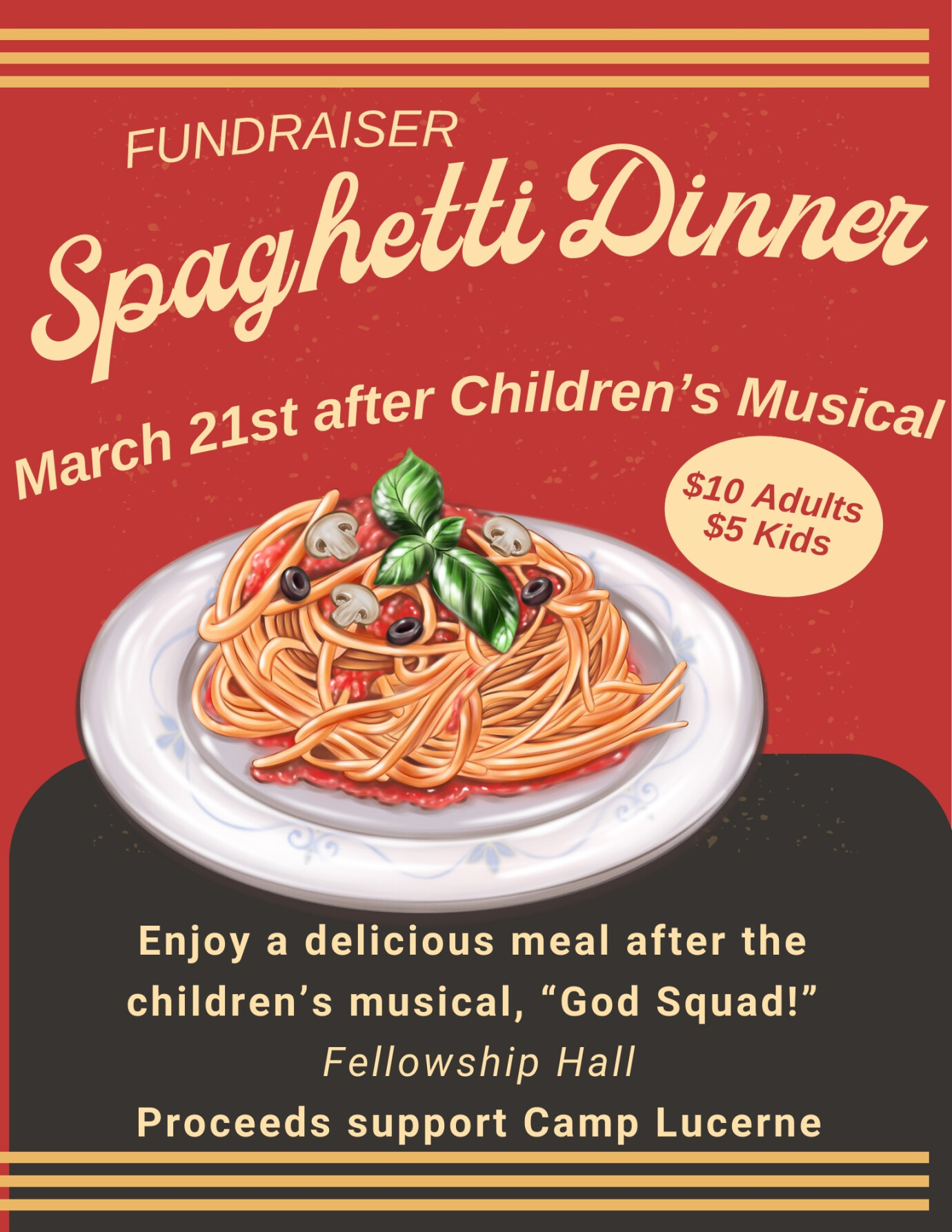Spaghetti Dinner Fundraiser for Camp Lucerne 