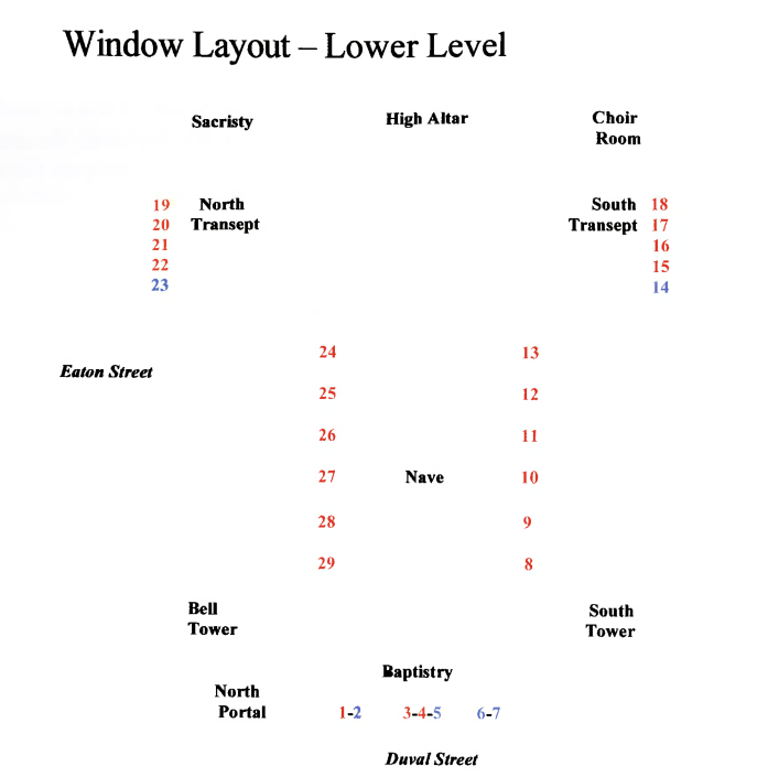 Window Level With Key List of Windows - Lower Level | The Golden Cockerel | St. Paul's ...
