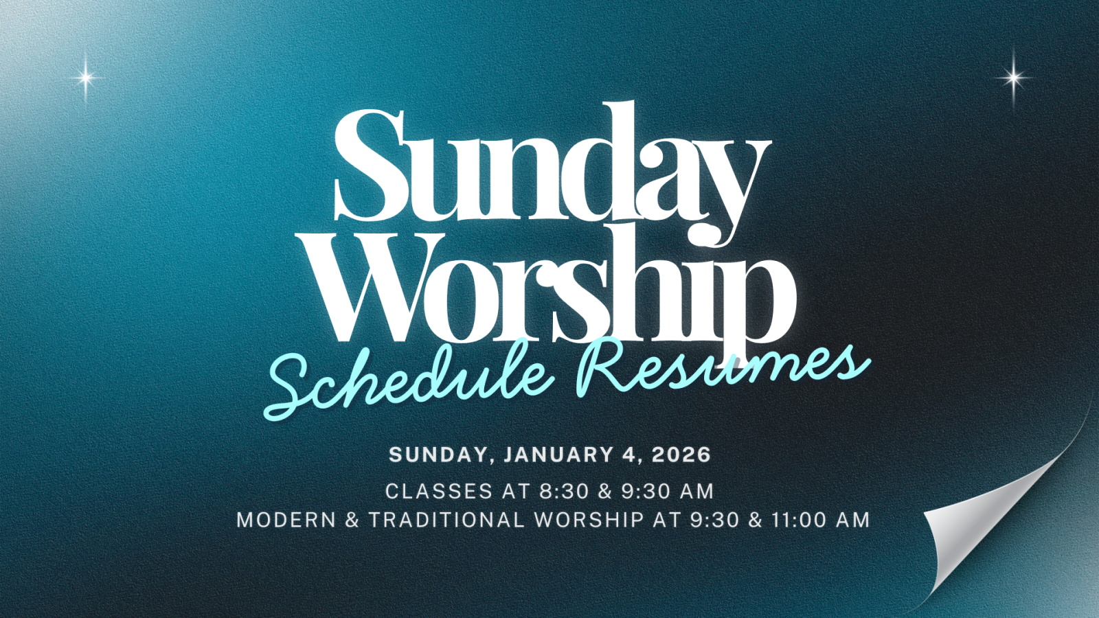 Regular Sunday Schedule Resumes