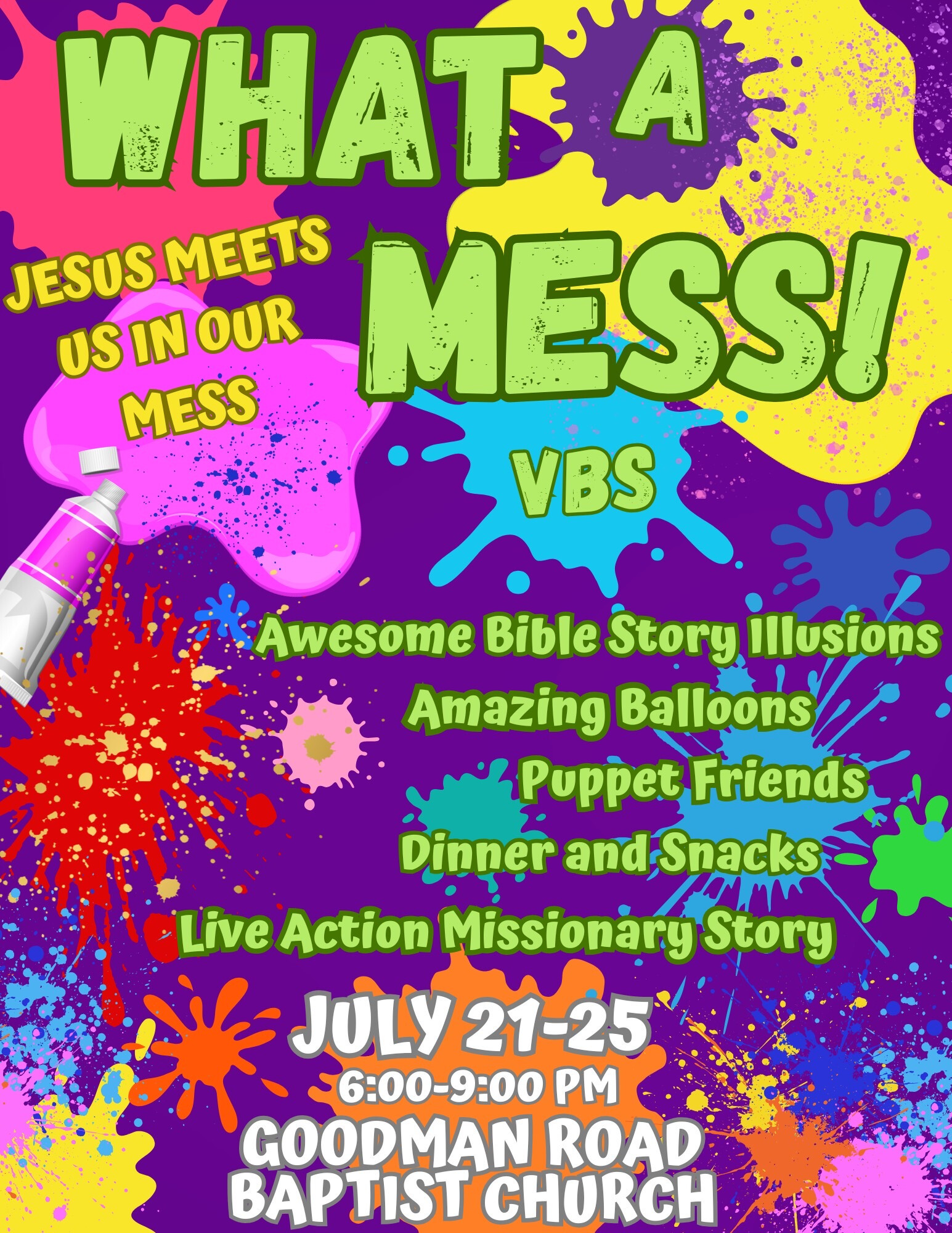 Vacation Bible School 2025 Event Flyer
