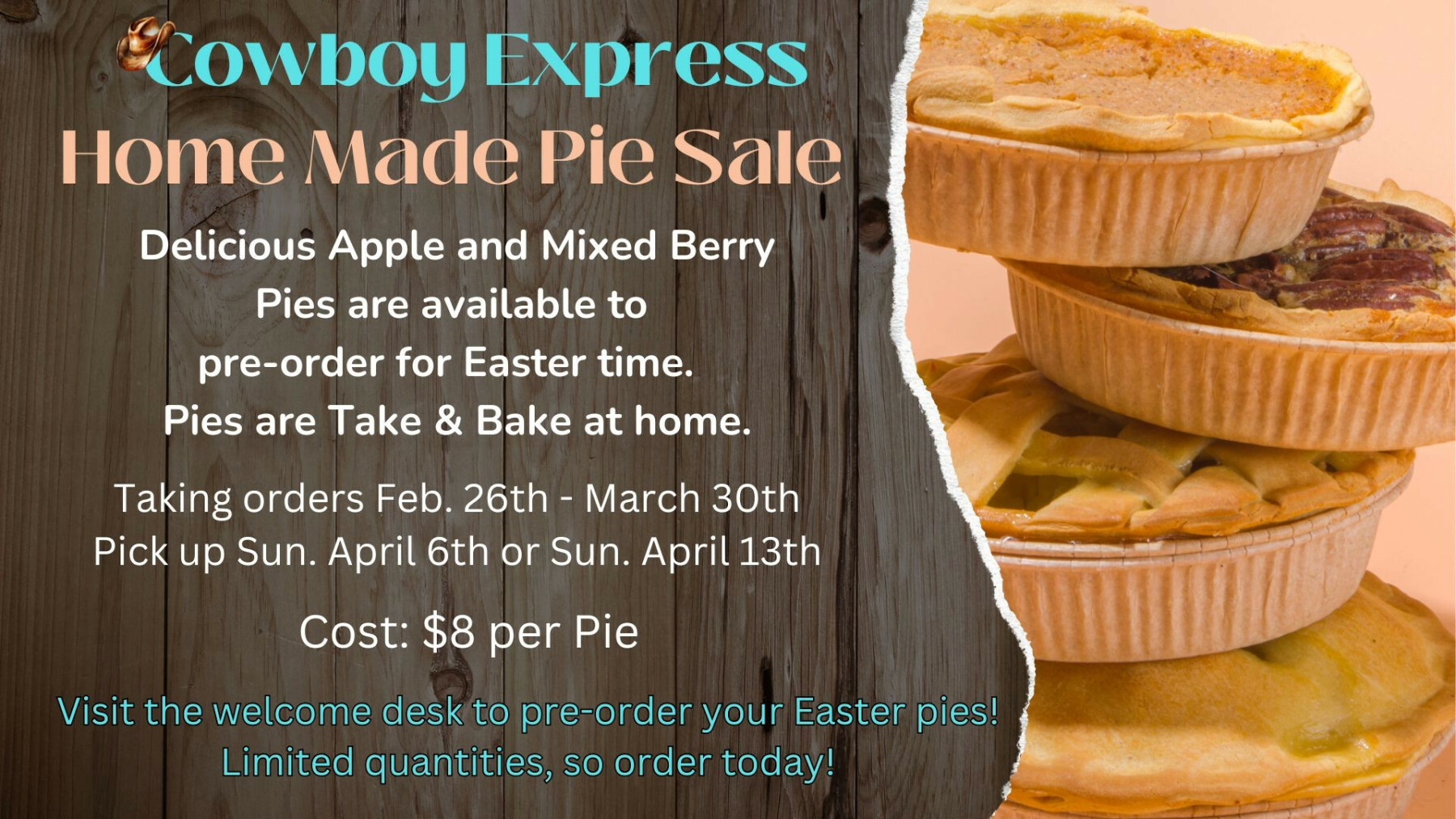 Cowboy Express Pie Sale 