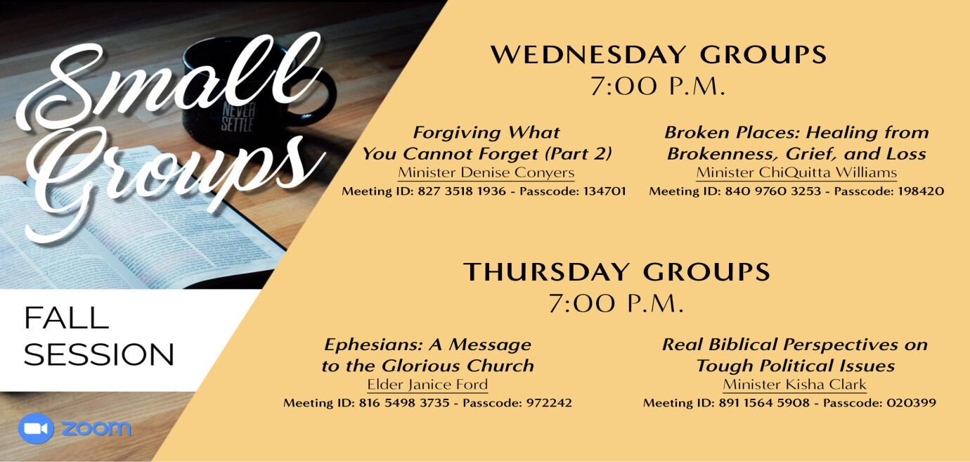 Fall Small Groups Semester - THURSDAY CLASSES