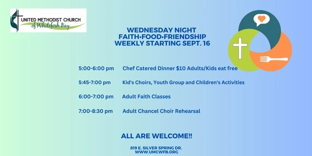 Faith, Food, and Friendship Wednesday Night Community Meal, Choirs and Faith Programming (r)