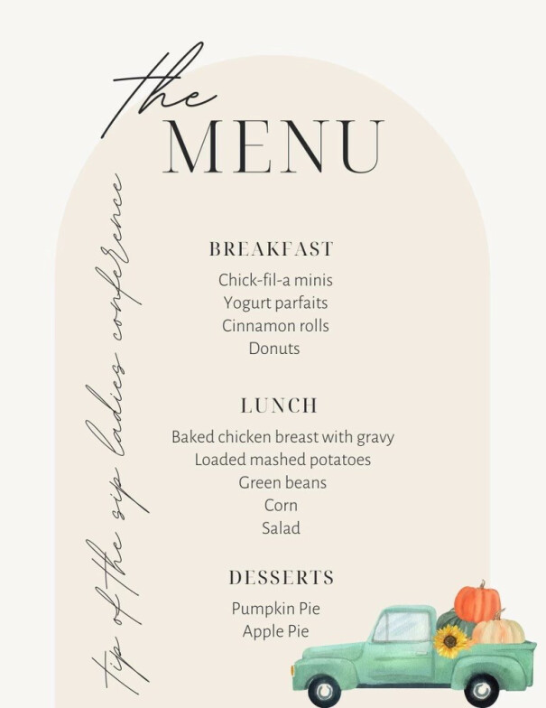 ladies conference menu