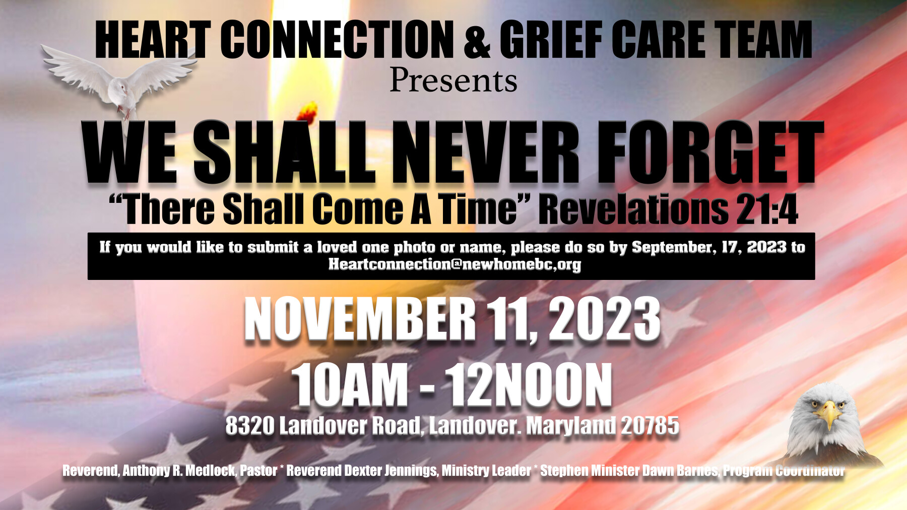 "We Shall Never Forget" In-Person Service @ 10 AM