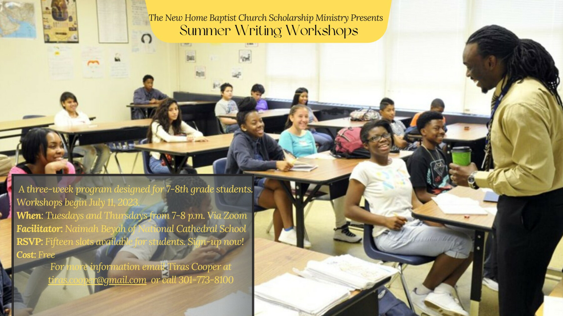 Scholarship Ministry Summer Writing Zoom Workshop (7:00 - 8:00 PM) 