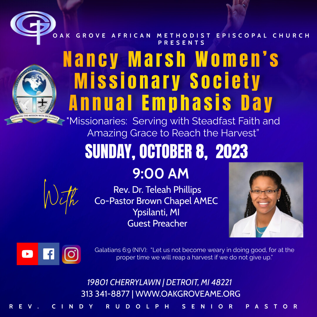 Nancy Marsh Women's Missionary Society Day, October 13, 2024 - 9 a.m. - In-Person Worship