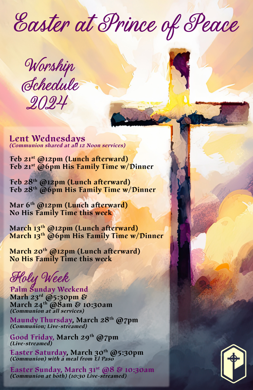 Easter 2024 Prince Of Peace Lutheran Church And School   Easter Schedule Portrait Wk2 