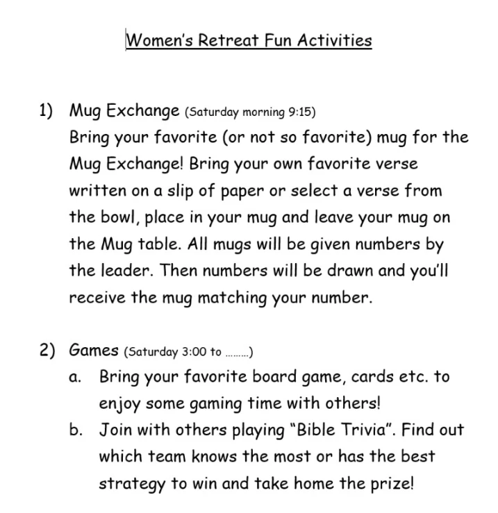 Retreat Fun Activities