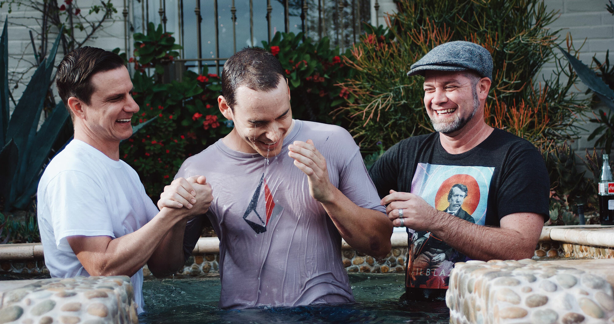 Michael Del Fante being baptized by Pastors Jobey Mcginty and Eric Price at Life Mission Church Escondido.
