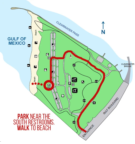 map of sand key beach parking