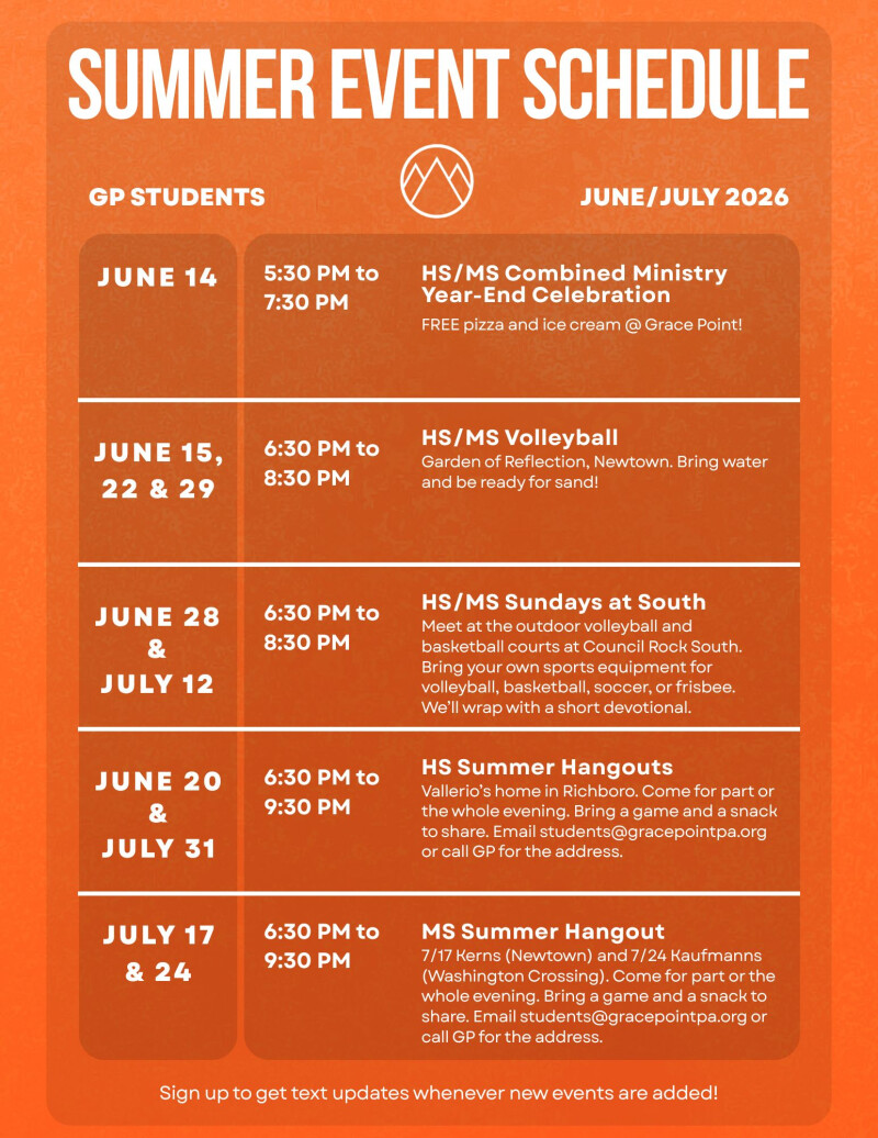 2026 GP Students Summer Events