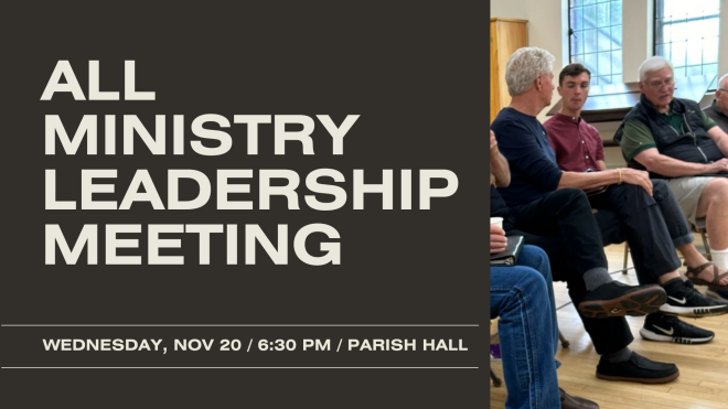 All Ministry Leadership Meeting, 6:30 pm