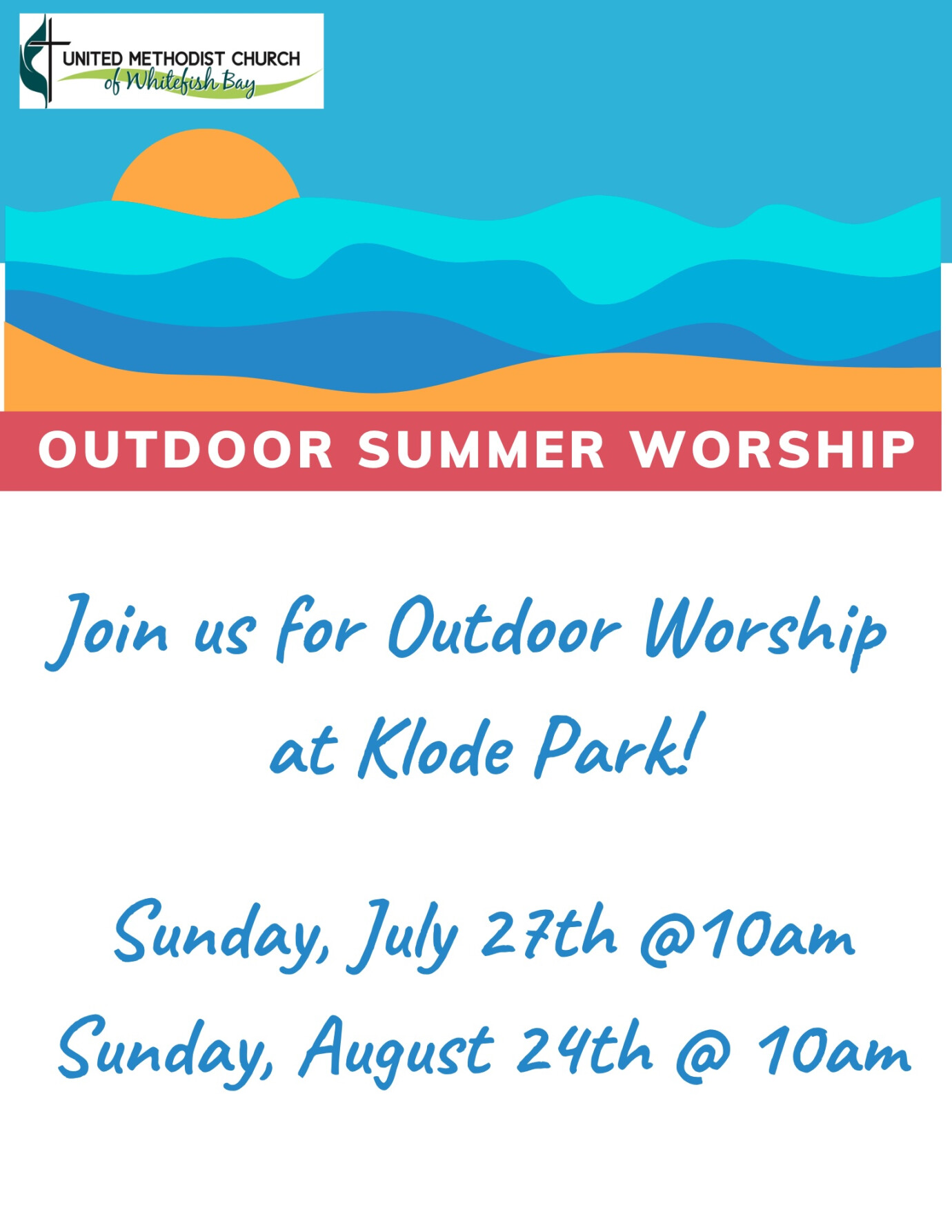 Combined Outdoor Worship at Klode Park!!