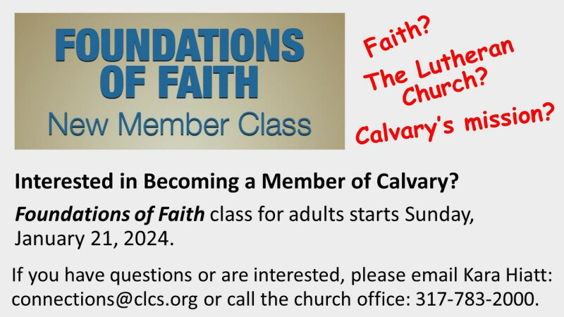 Foundations of Faith: New Members Class