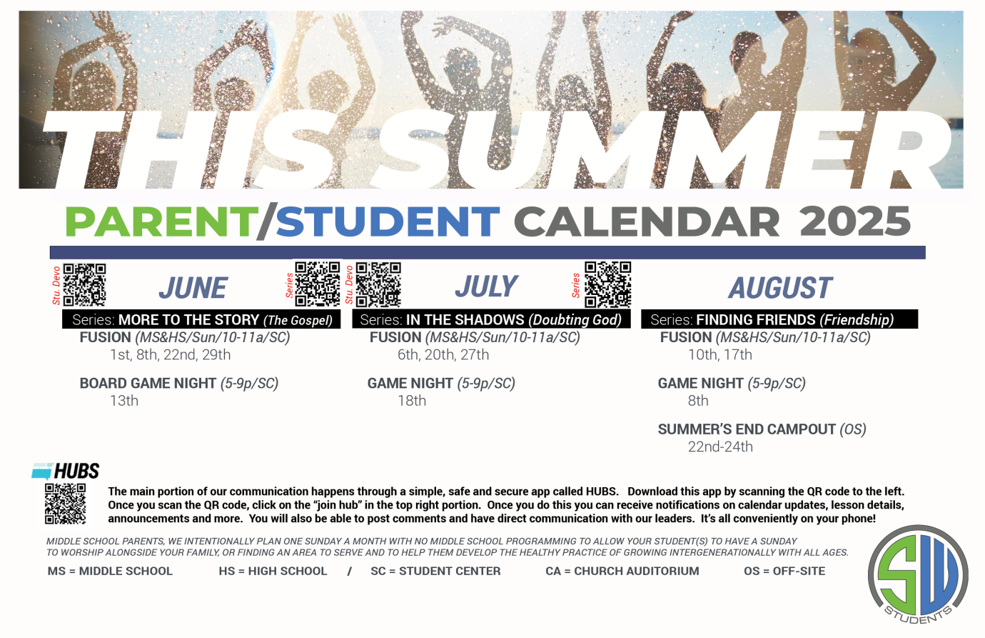Summer Calendar for Students - 2025