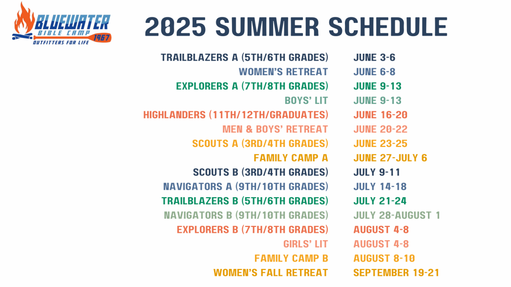 Bluewater 2025 Schedule