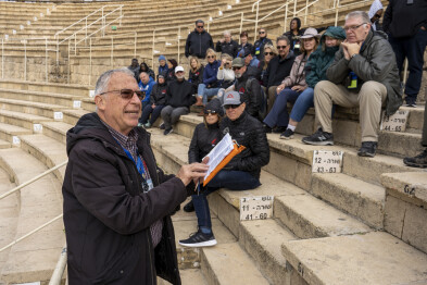 Malcolm Cartier of Maranatha Tours shares the history of the Caesarea Maritima amphitheater.