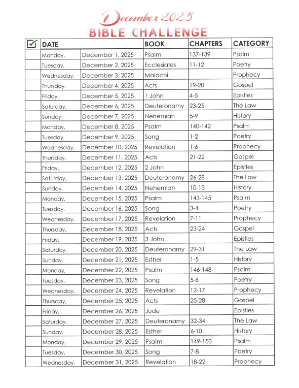 DECEMBER BIBLE CHALLENGE
