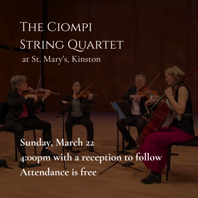 THE CIOMPI QUARTET CONCERT AT ST. MARY'S!