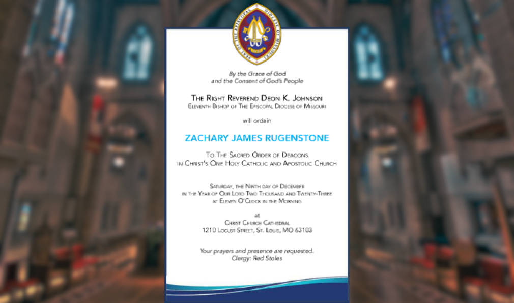 Zack Rugenstone Ordination: December 9