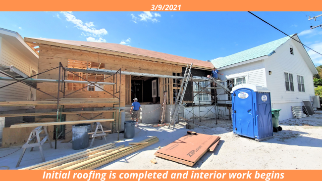 Initial Roofing is Completed and Interior Work Begins