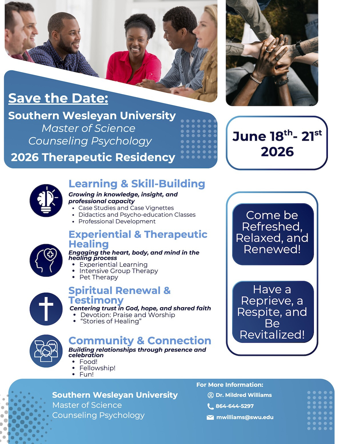 Master of Counseling Psychology Residency - June 18-21, 2026