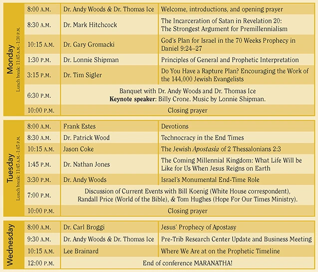 2026 Pre-Trib Conference Schedule
