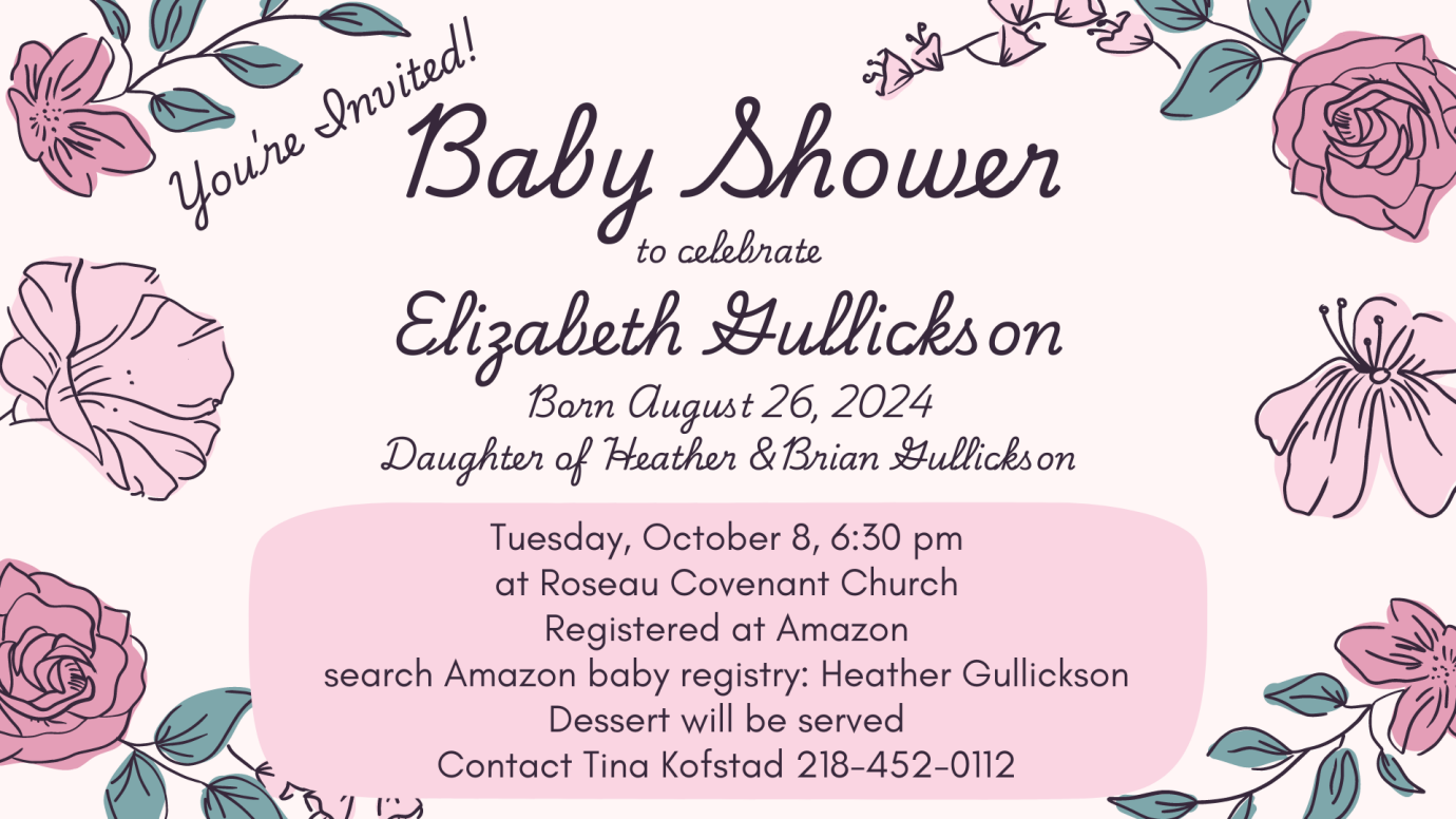 Baby Shower to celebrate Elizabeth Gullickson