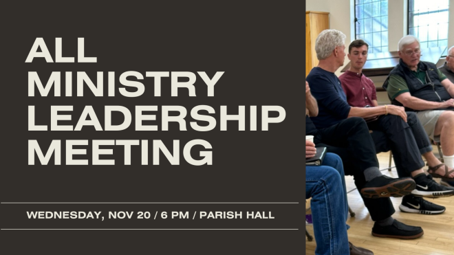 All Ministry Leadership Meeting, 6 pm