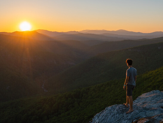 Student enjoying the view of the mountains