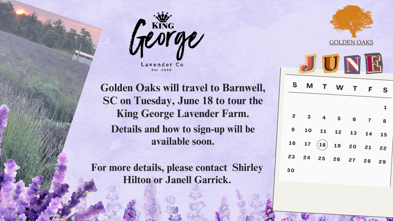 Golden Oaks Tour to King George Lavender Farm