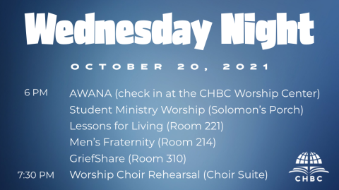 Wednesday Night Ministries Resume - October 20, 2021