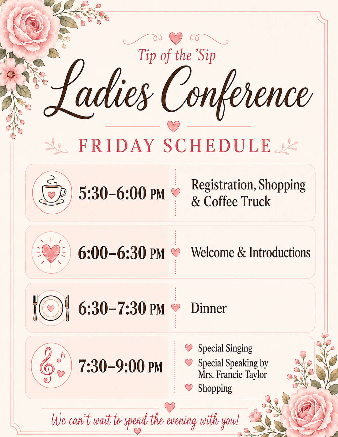 Ladies Conference 2026 Friday Schedule