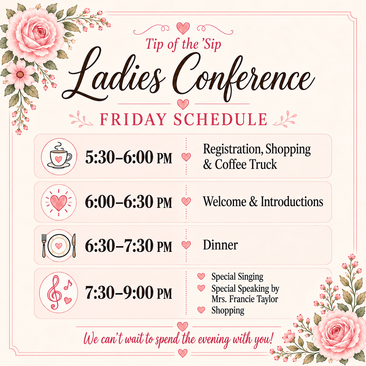 Ladies Conference Friday Schedule