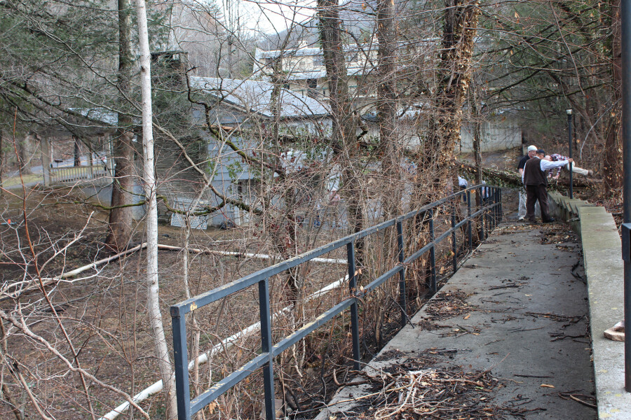 Ramp walkway to kitchen & tent