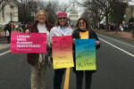 Diane Lombardy, Debbie Kahn and Martha Chimenti on our way to the march route.