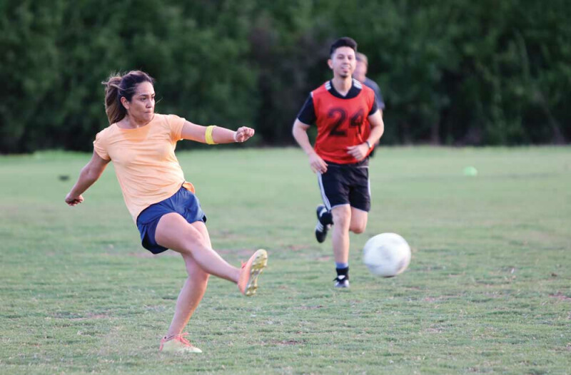 Playing soccer at the Brentwood campus