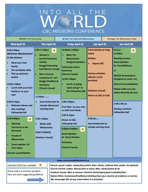 2026 World Missions Conference Calendar
