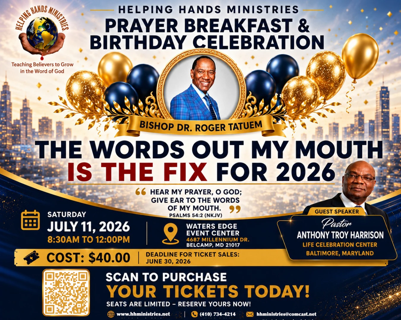 Helping Hands Ministries Prayer Breakfast & Birthday Celebration  For Bishop Roger L. Tatuem