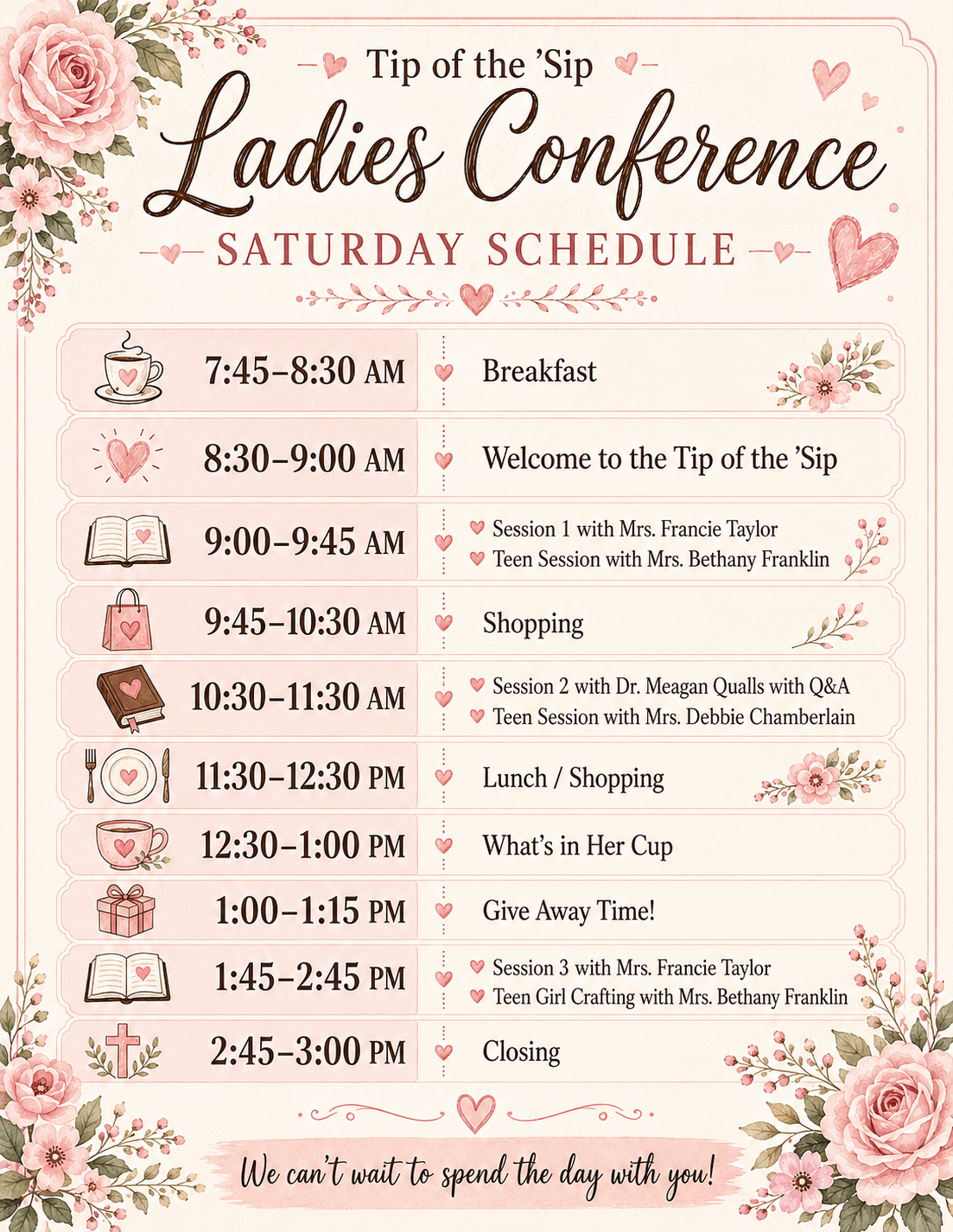 Ladies Conference 2026 Saturday Schedule