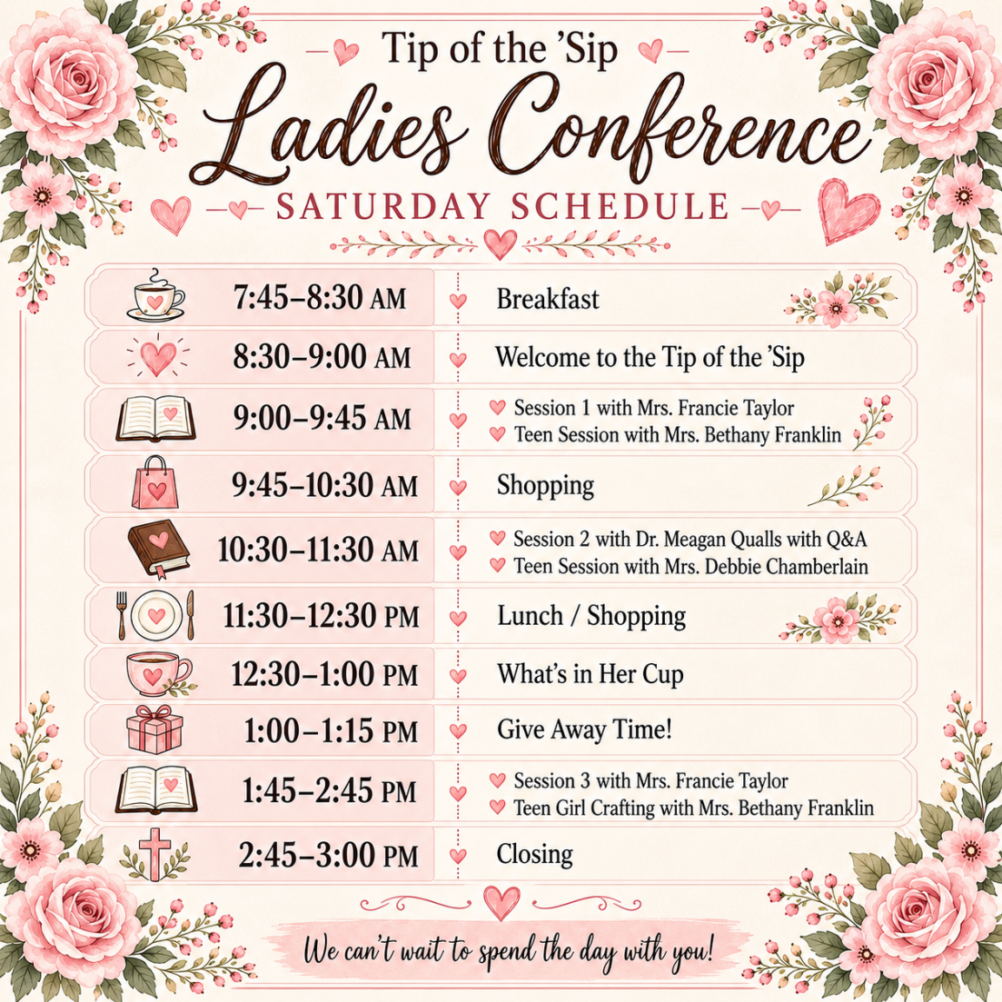 Ladies Conference 2026 Saturday Schedule