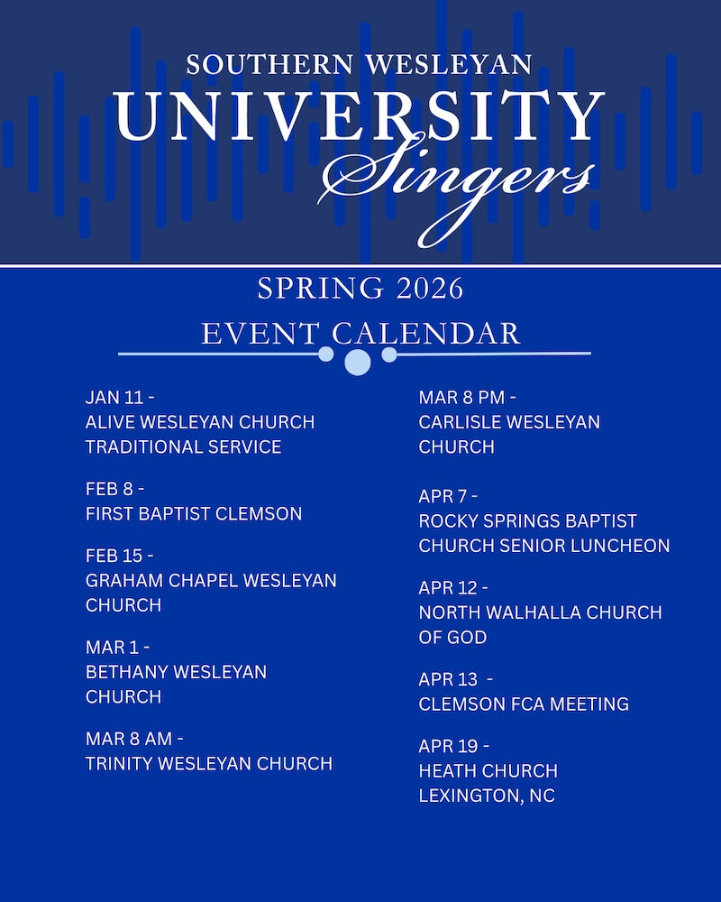 University Singers Spring 2026 Schedule