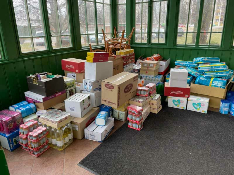 A pic of the supplies we brought with us from Slovenia