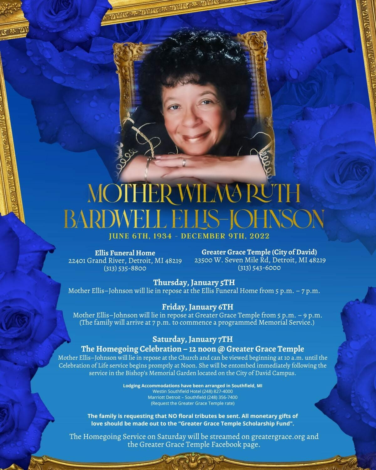 Homegoing Celebration Services For Mother Wilma Ruth Bardwell Ellis-Johnson