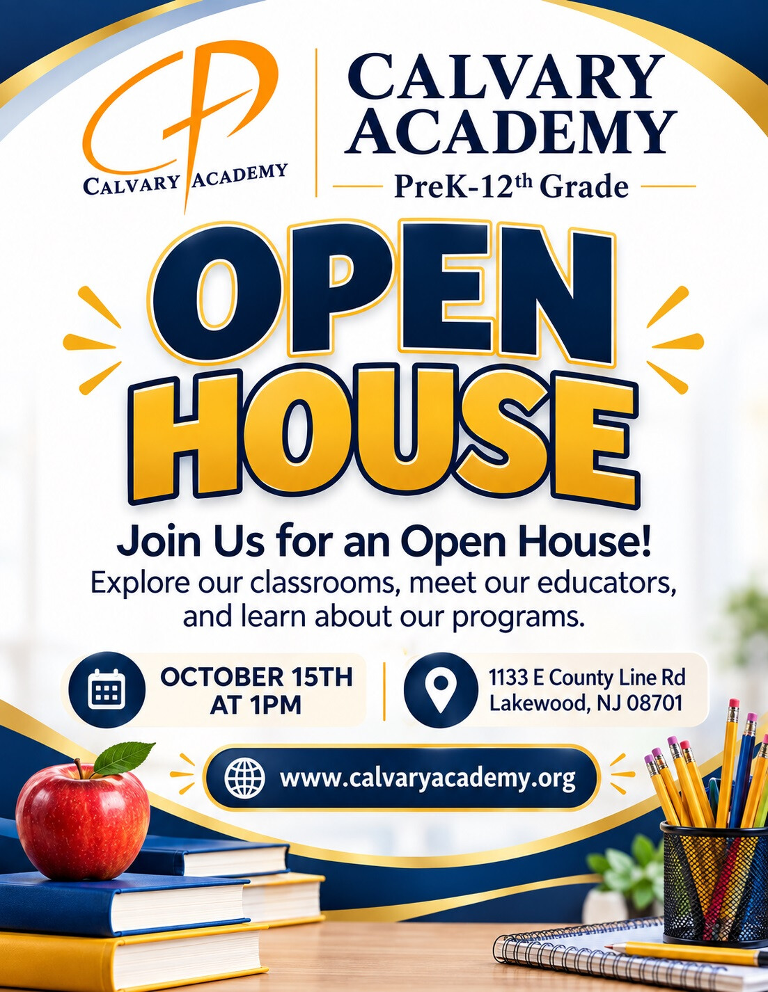 OPEN HOUSE Oct 15, 2026: PK-12th at 1:00