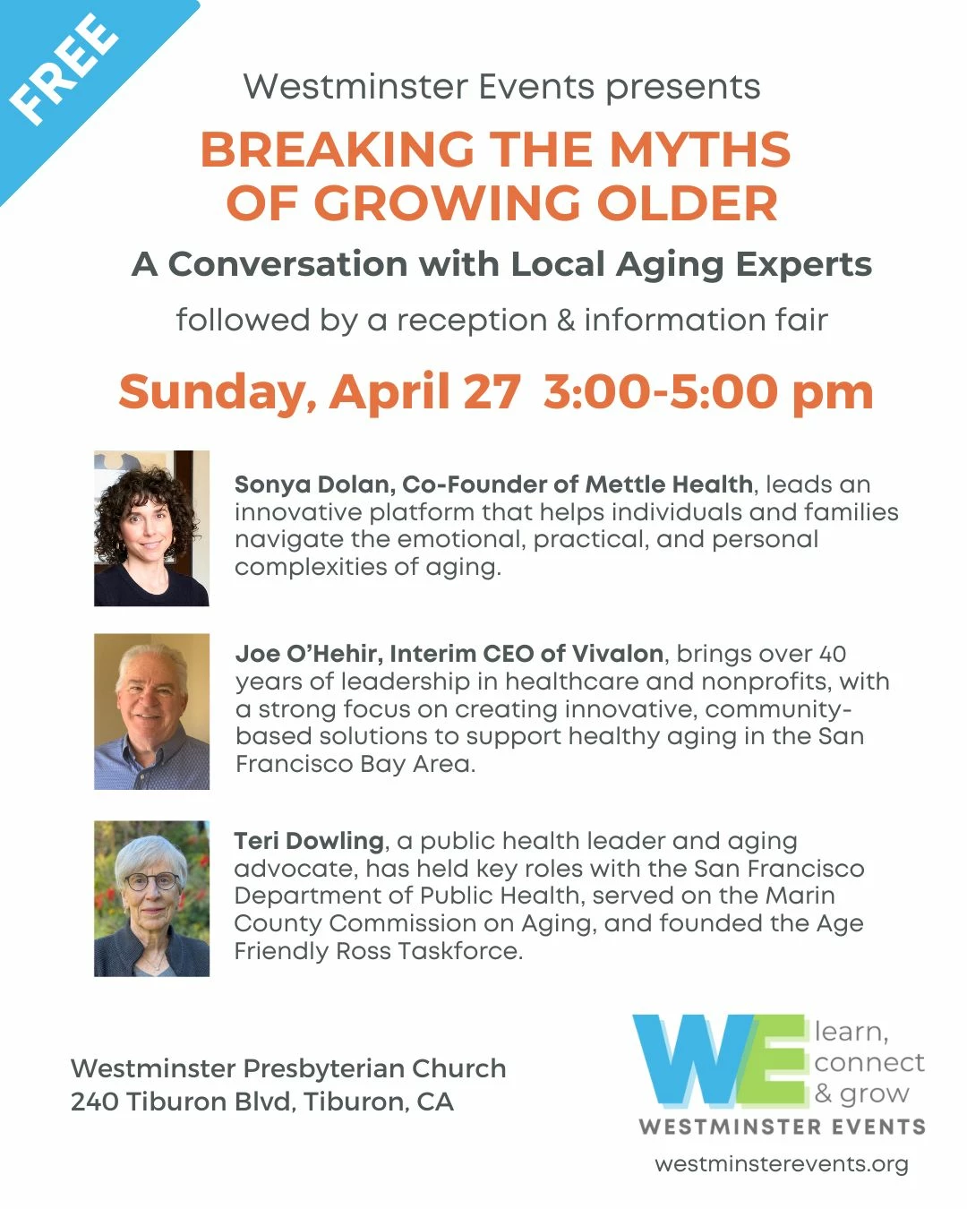 Westminster Events (WE) Presents “Breaking the Myths of Growing Older”