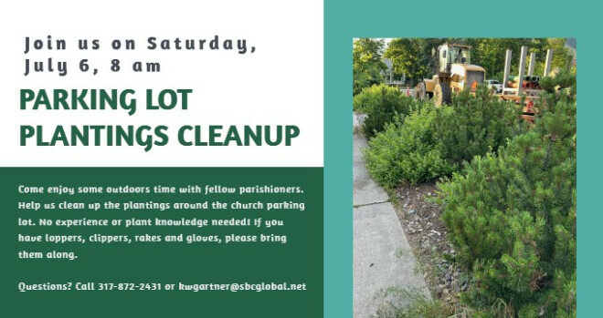 Parking Lot Plantings Cleanup, 8 am